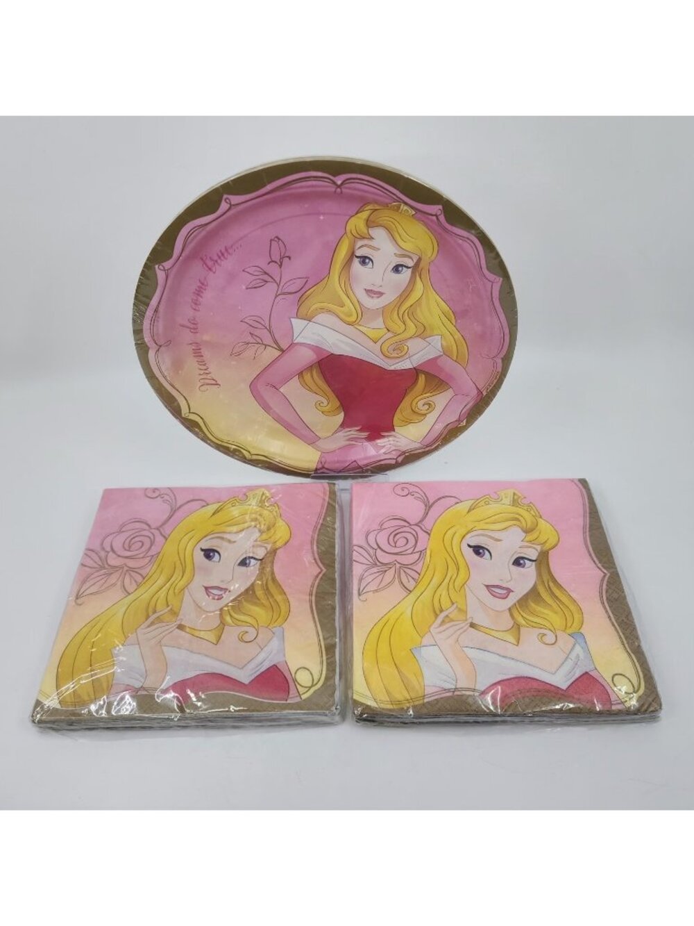 Disney Princess Aurora Once Upon A Time Birthday Party Plates & Napkins Lot of 3